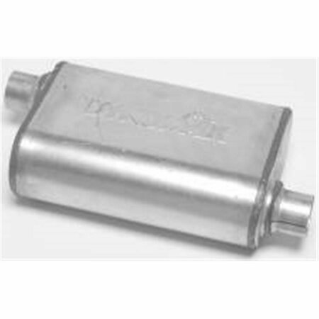 HANDS ON 17222 2.5 in. Inlet x 14 in. Outlet Ultra Flo Welded Stainless Steel Oval Exhaust Muffler HA3610547